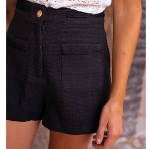 Women's Black Textured Shorts